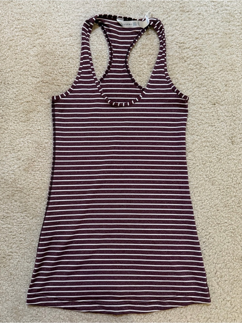 Lululemon Cool Racerback Tank Size 4 NWOT Heathered Bordeaux Stripe